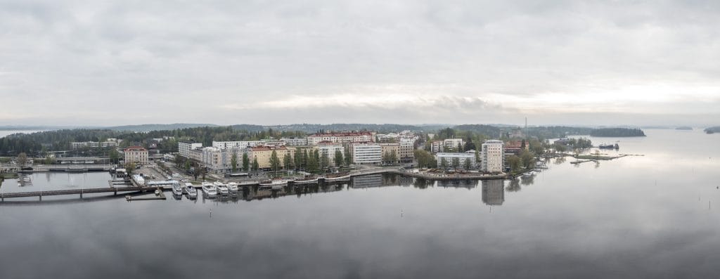 Savonlinnan kaupunkikeskustaa ilmasta kuvattuna.