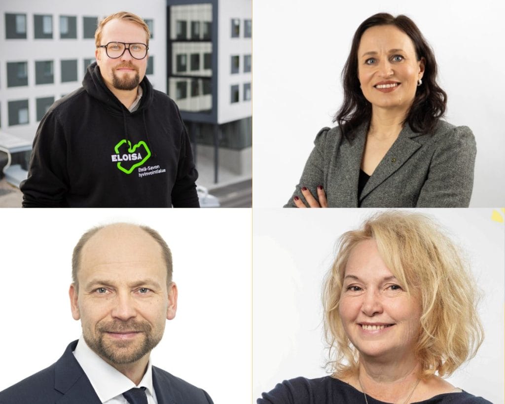 Neljän ihmisen kasvokuvat.