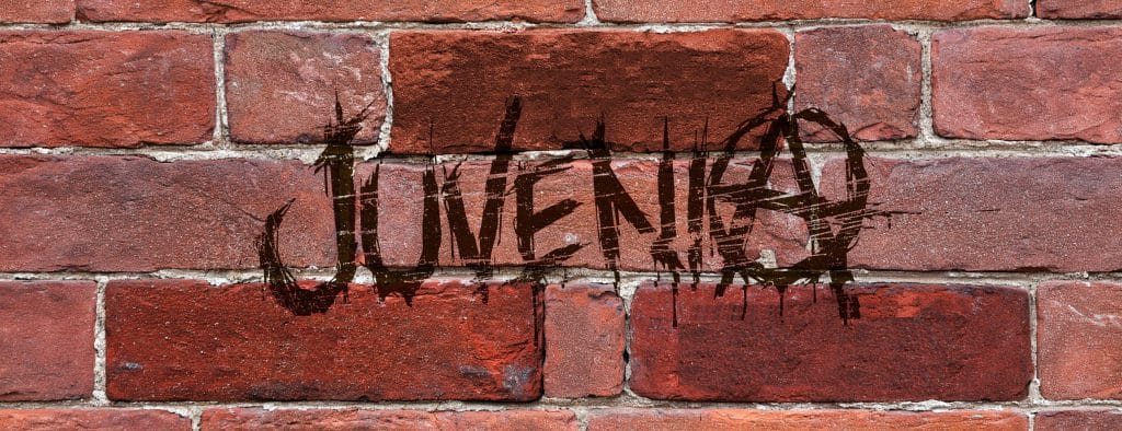 Diagram. Brick wall. Juvenia graffiti.