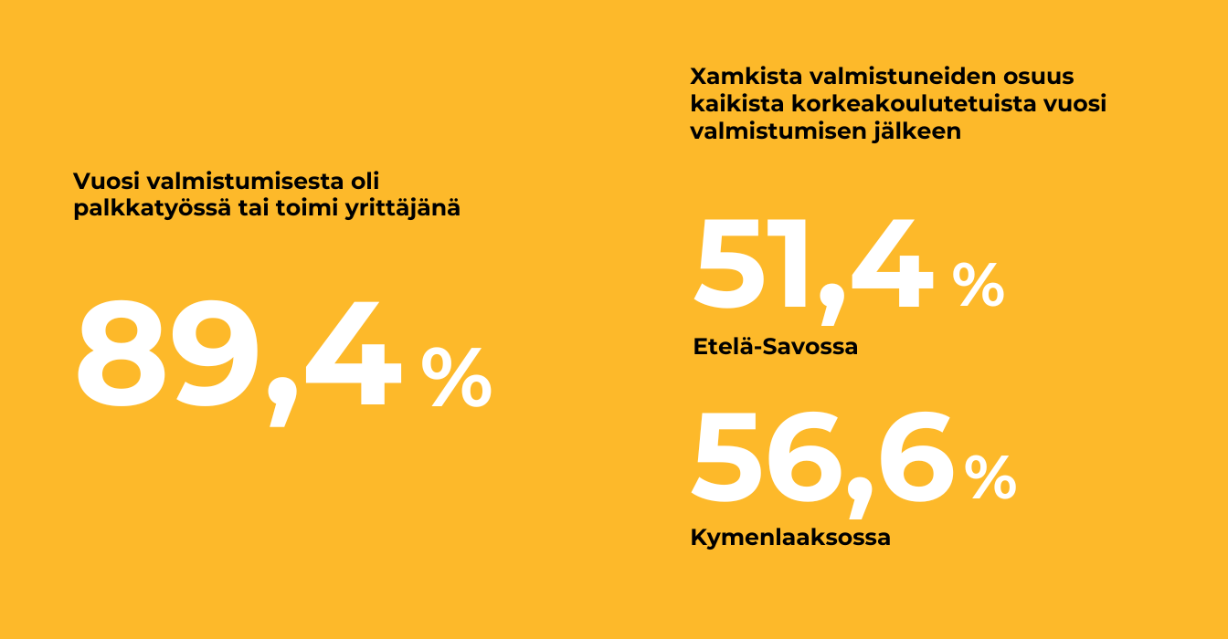 Valmistuneista merkittävä osa työllistyy alueillemme