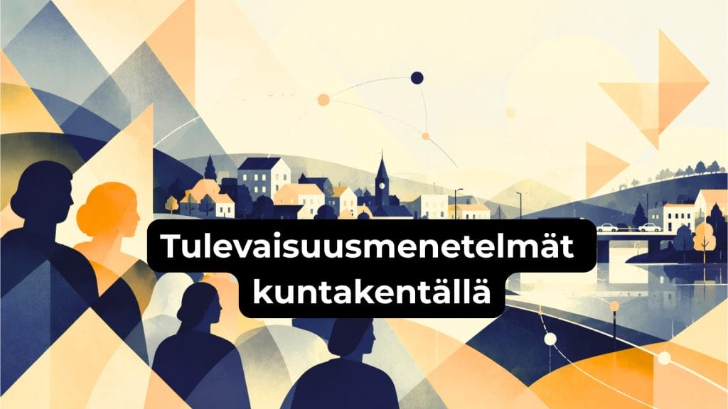 kuvituskuva, jossa sini-keltainen abstrakti maisema ja ihmishahmoja