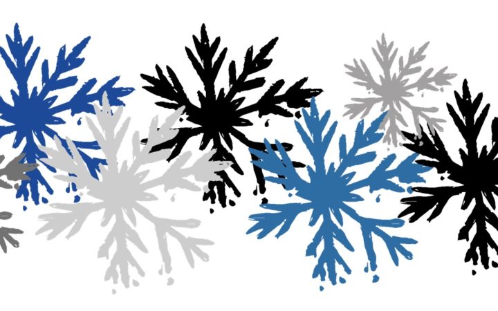 Lumisadetta Nuoskan logo lumihiutaleella